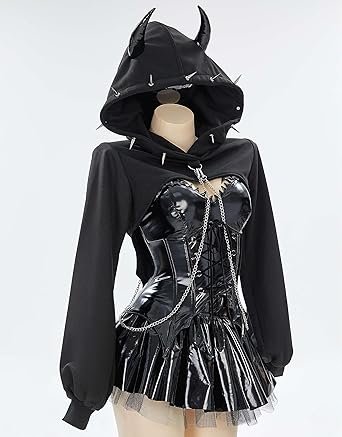 best gothic roleplay costumes - dark fantasy - MEOWCOS Punk Set - Edgy Dark Fantasy